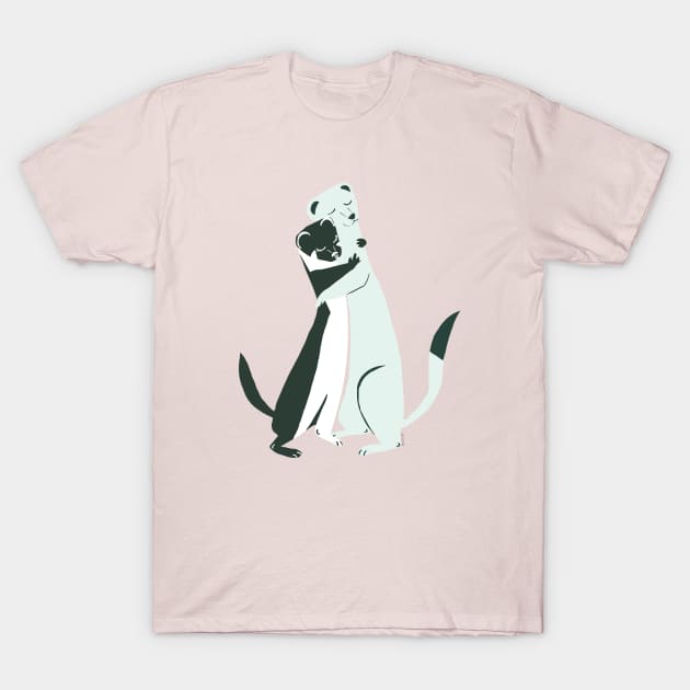 Weasel hugs in pink T-Shirt by belettelepink